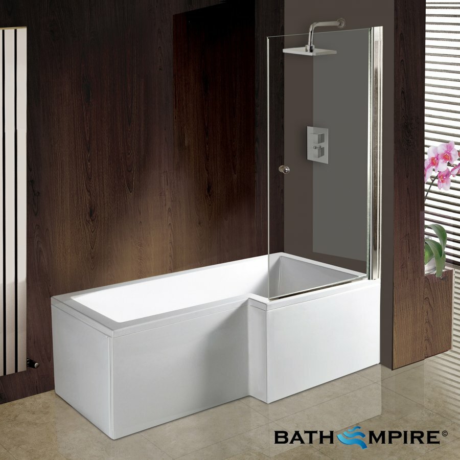 BathEmpire  Prespa L shaped shower bath, right hand