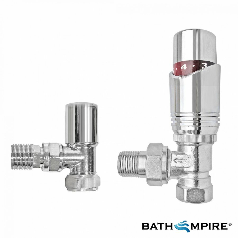 Thermostatic Angled Chrome Radiator Valve