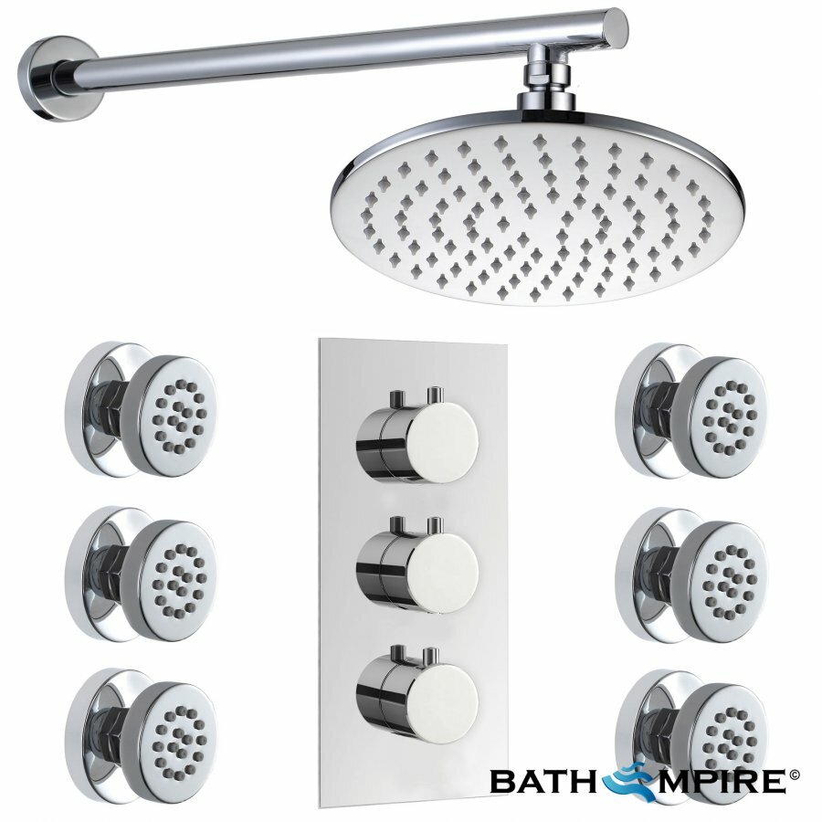 Crescent Thermostatic Shower with 8" Round Head and Body Jets