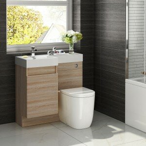 Atlanta Light Oak Combined Suite with Toilets and Basin - 906x880mm