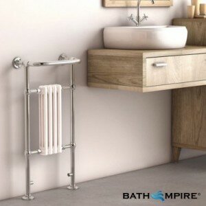 Traditional towel rail radiator 4 column white and chrome, Victoria