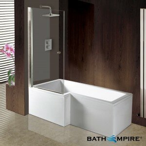 bp21-1440-1440 Prespa L shaped shower bath,