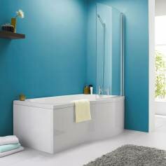 Vico Curved Shower Baths - Right Hand Large P-Shaped with Screen 