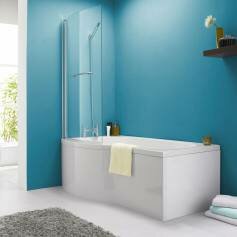 Vico P Bath - Left Hand Shower Bath with Screen and Rail - Large 