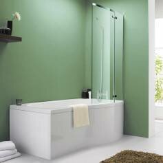 Contract P Shape Shower Bath - Large Right Hand Bath with Screen 
