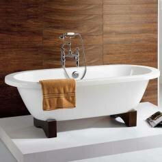 Victoria Traditional Roll Top Bath with Dark Oak Feet - Small 