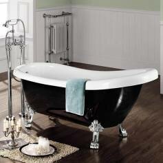 Black Traditional Roll Top Bath with Dragon Feet - Small 
