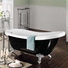 Black Traditional Roll Top Bath with Ball Feet - Small 