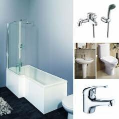 Beeston L Shaped Bathroom Suite - Shower Bath Package, Left Fitting 