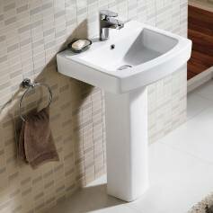 Sinoe Bold Square Basin and Pedestal - Single Tap Hole 