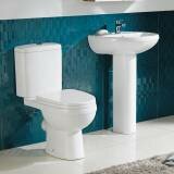 Cheap Bathroom Suites - Tumba II Pedestal Basin and Close Coupled Toilet Set 