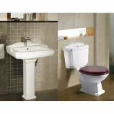 Victoria Pedestal Basin and Victoria Toilet (Dark Wood Mahogany) 