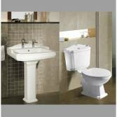 Victoria Twin Tap Pedestal Basin and Victoria Toilet (White)  