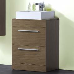 Redmond Oak 600mm Counter Top Basin Drawer Unit - Floor Standing 