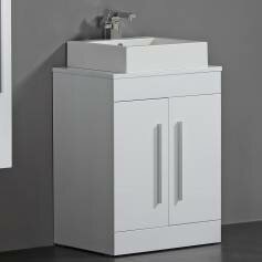 Newlands White 600mm Counter Top Basin Door Unit - Floor Standing 