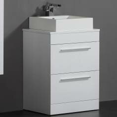 Newlands White 600mm Counter Top Basin Drawer Unit - Floor Standing 