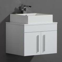 Newlands White 600mm Counter Top Basin Door Unit - Wall Mounted 