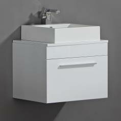 Newlands White 600mm Counter Top Basin Drawer Unit - Wall Mounted 