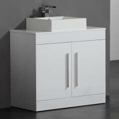 Newlands White 900mm Counter Top Basin Door Unit - Floor Standing 