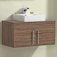 Delamere Light Walnut 900mm Counter Top Basin Door Unit - Wall Mounted  