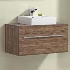 Delamere Light Walnut 900mm Counter Top Basin Drawer Unit - Wall Mounted  
