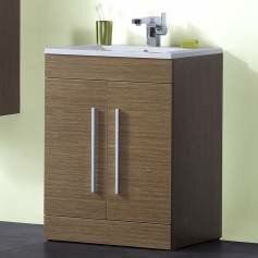 Redmond Oak Vanity Unit - 600mm Built In Basin Door Unit - Floor Standing 