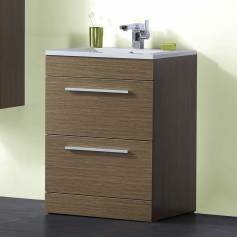Redmond Oak Vanity Unit - 600mm Built In Basin Drawer Unit - Floor Standing 