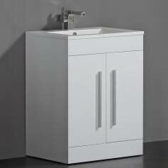 Newlands Bathroom Sink Unit - White 600mm Built In Basin Door Unit - Floor Standing 