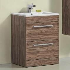 Delamere Light Walnut 600mm Counter Top Basin Drawer Unit - Floor Standing  