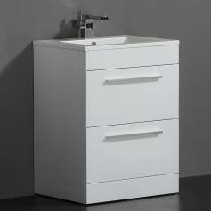Newlands Bathroom Sink Unit - White 600mm Built In Basin and Drawers - Floor Standing 