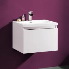 Opal Steel Premium Gloss White 600mm Basin Drawer Unit - Wall Mounted 