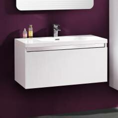 Opal Steel Premium Gloss White 900mm Basin Drawer Unit - Wall Mounted 
