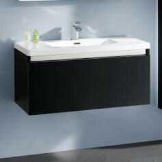 Onyx Steel Premium Gloss Black 900mm Basin Drawer Unit - Wall Mounted 