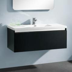 Onyx Steel Premium Gloss Black 1100mm Basin Drawer Unit - Wall Mounted 