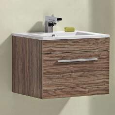 Delamere Light Walnut 600mm Counter Top Basin Drawer Unit - Wall Mounted  