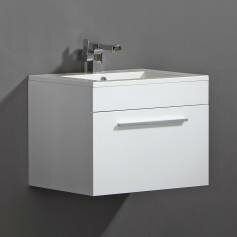 Newlands White Bathroom Sink Units - 600mm Wall Mounted Drawer Unit 