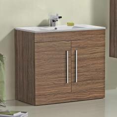 Delamere Light Walnut 900mm Built In Basin Door Unit - Floor Standing  