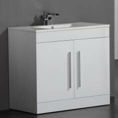 Newlands White 900mm Built In Basin Door Unit - Floor Standing 