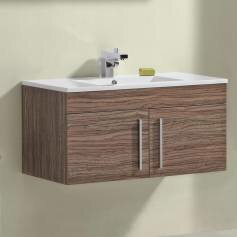 Delamere Light Walnut 900mm Built In Basin Door Unit - Wall Mounted  