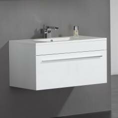 Newlands White 900mm Built In Basin Drawer Unit - Wall Mounted 