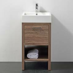 Wooden Bathroom Delamere Light Walnut 450mm Cloakroom Basin Unit - Floor Standing  
