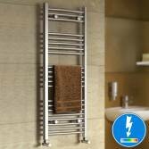 Nancy Thermostatic Chrome Curved Electric Towel Rail Radiator, 1150x450mm  