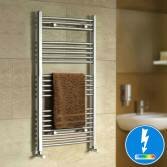 Nancy Thermostatic Chrome Curved Electric Towel Rail Radiator, 1150x600mm  