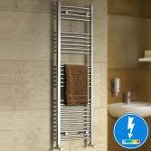 Nancy Thermostatic Chrome Curved Electric Towel Rail Raidator 1450x450mm  