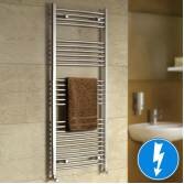 Nancy Chrome Curved Electric Towel Rail Radiator, 1450x600mm  