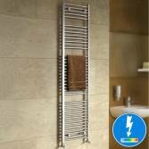 Nancy Thermostatic Chrome Curved Electric Towel Rail Radiator, 1800x450mm 