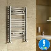 Nancy Thermostatic Chrome Curved Electric Towel Rail Radiator,  700x450mm  