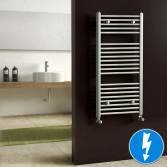 Natasha Chrome Flat Electric Towel Rail Radiator, 1000x500mm 