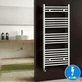Natasha Thermostatic Chrome Flat Electric Towel Rail Radiator, 1150x600mm 