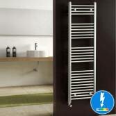 Natasha Thermostatic Chrome Flat Electric Towel Rail Radiator, 1450x450mm 